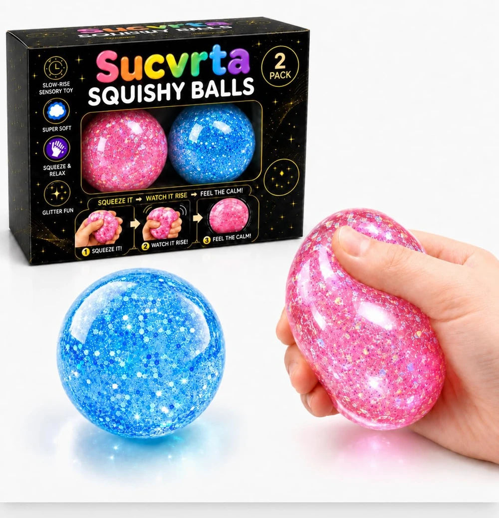 Glitter Squishy Stress Ball Two Pack