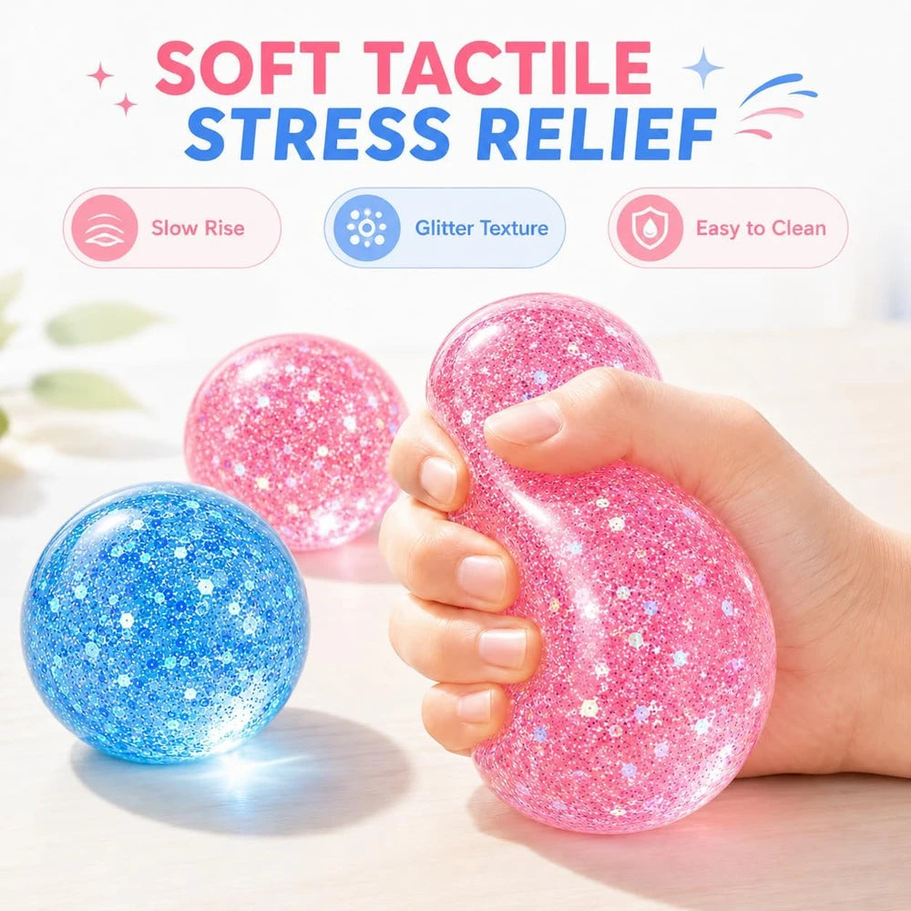 Glitter Squishy Stress Ball Two Pack