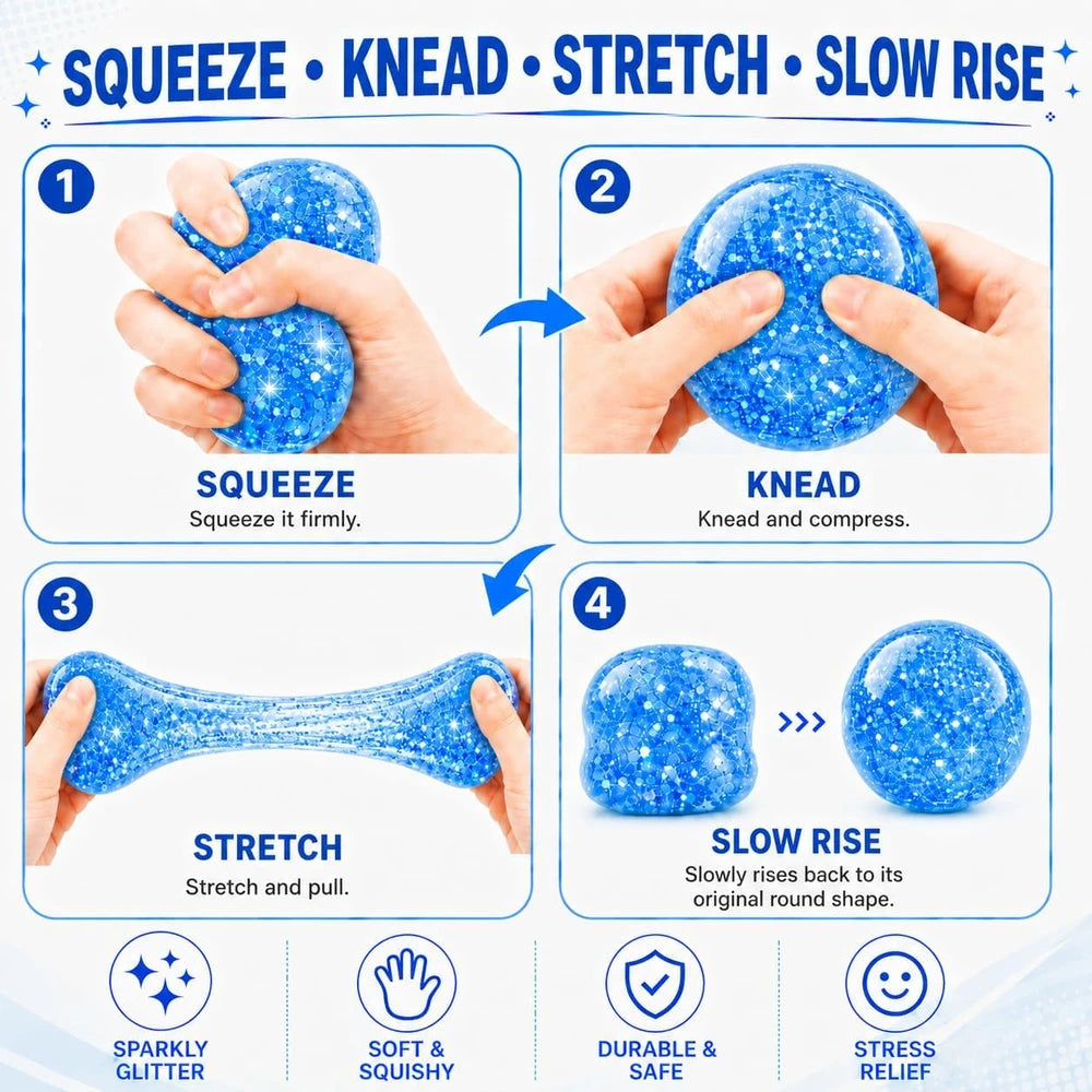 Glitter Squishy Stress Ball Two Pack