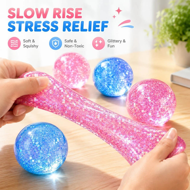 Glitter Squishy Stress Ball Two Pack