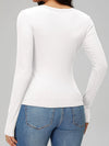 Ribbed Knit V Neck Long Sleeve Shirt