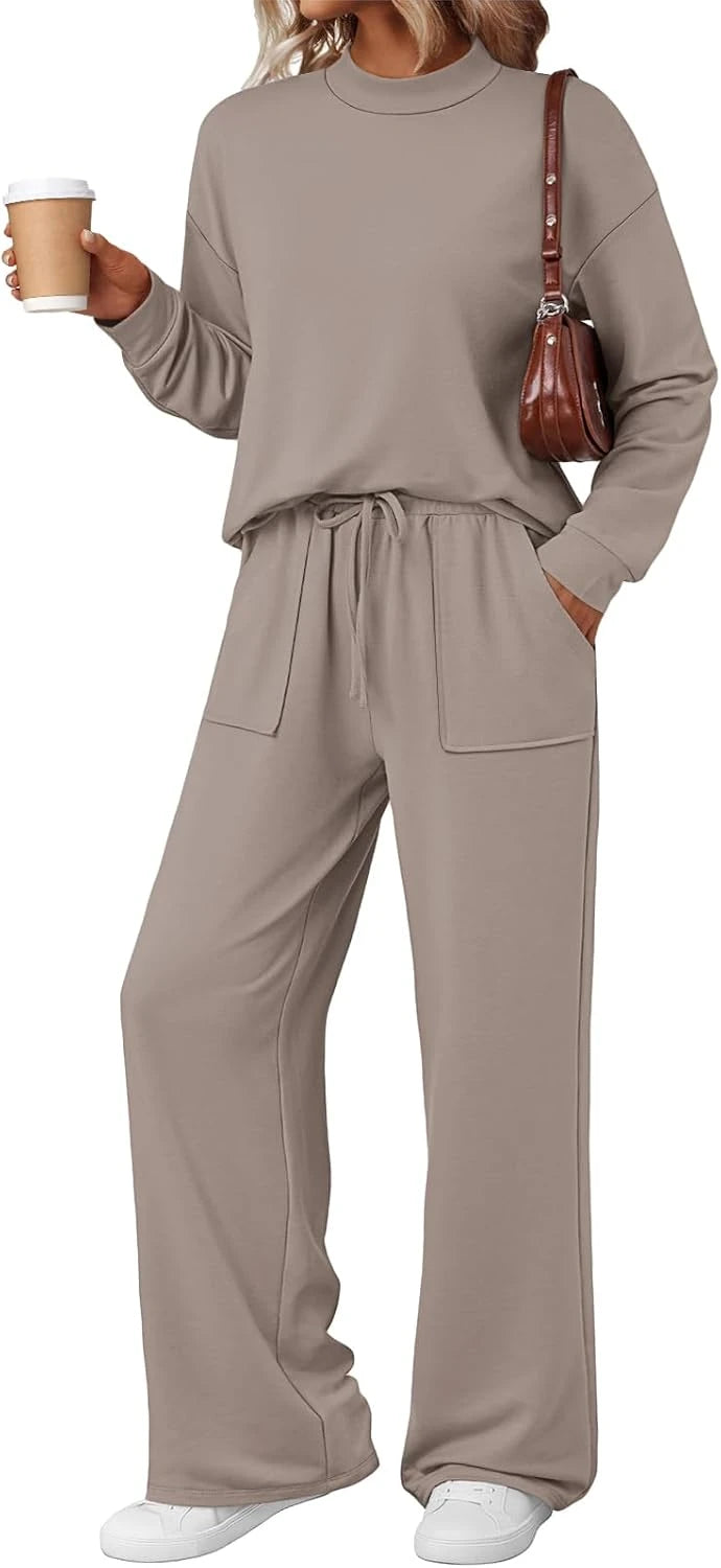 Mock Neck Wide Leg Lounge Set