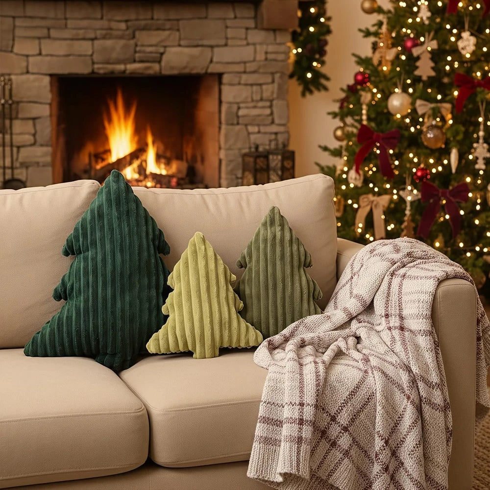 Velvet Christmas Tree Throw Pillows