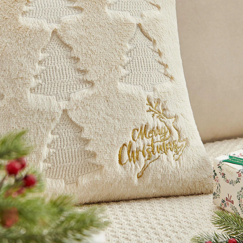 Embroidered Reindeer Christmas Pillow Covers