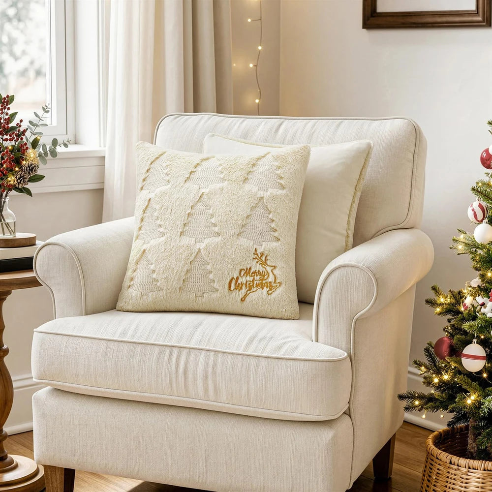 Embroidered Reindeer Christmas Pillow Covers