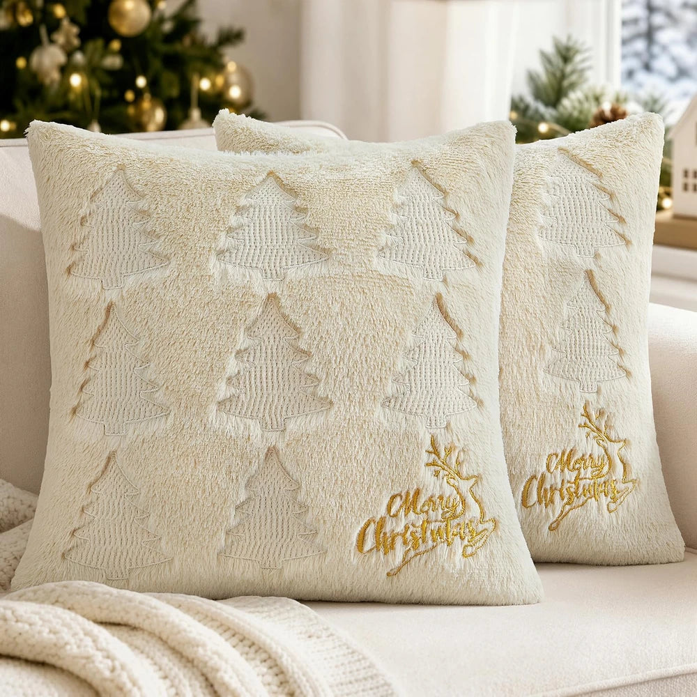 Embroidered Reindeer Christmas Pillow Covers