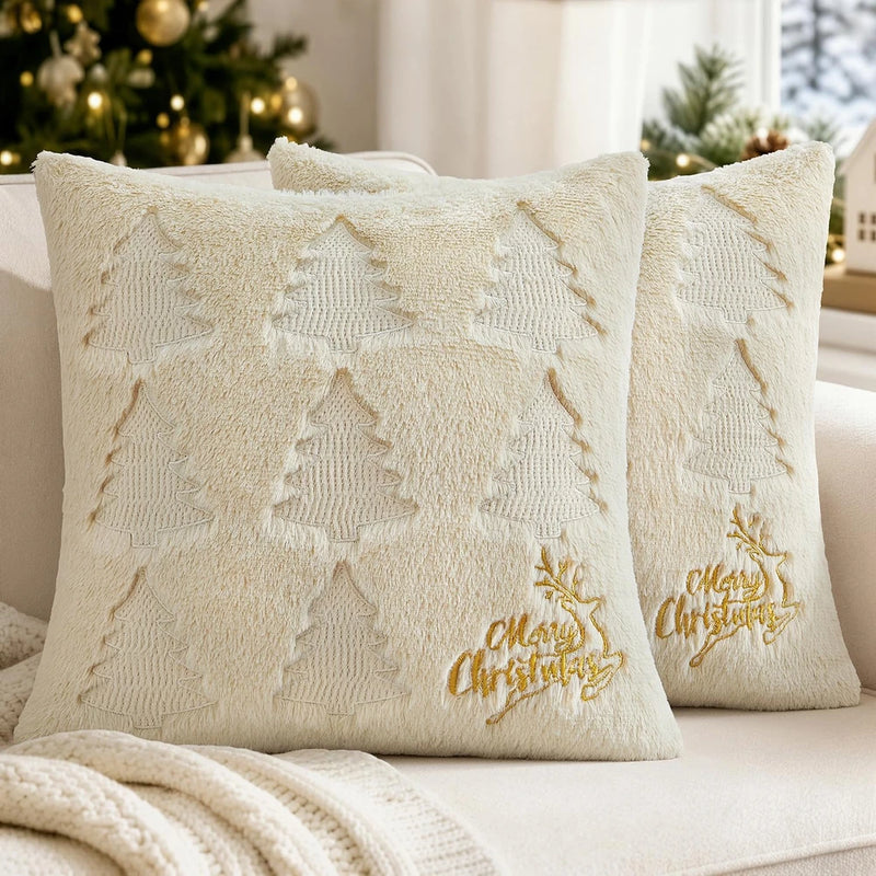 Embroidered Reindeer Christmas Pillow Covers