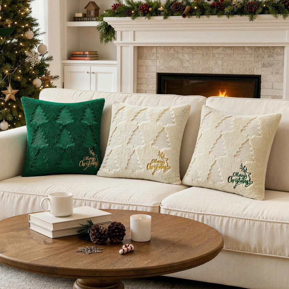 Embroidered Reindeer Christmas Pillow Covers