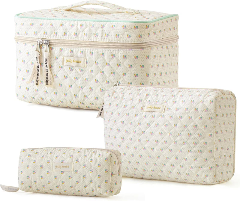 Quilted Floral Makeup Bag
