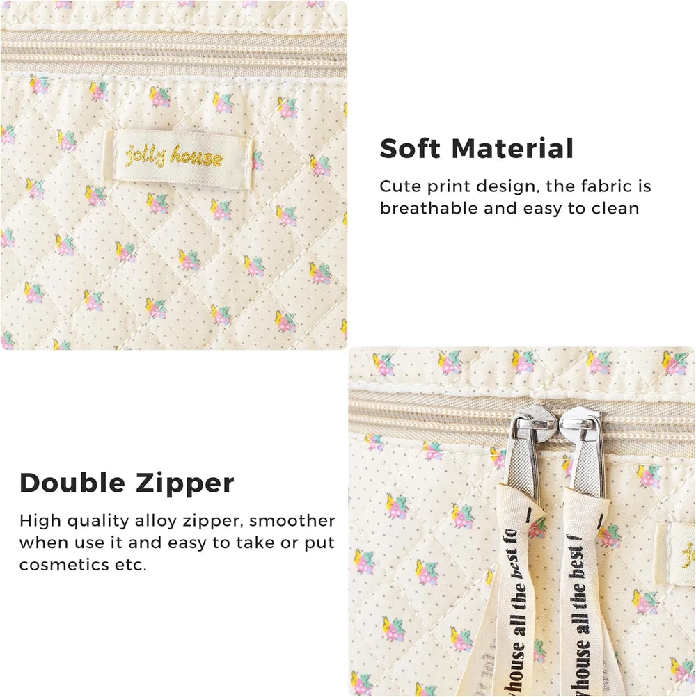 Quilted Floral Makeup Bag
